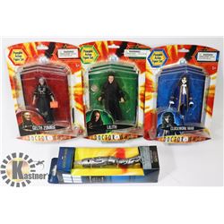 LOT OF 3 DOCTOR WHO FIGURES AND SONIC SCREWDRIVER.