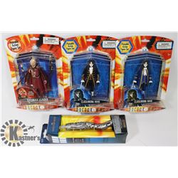 LOT OF 3 DOCTOR WHO FIGURES AND SONIC SCREWDRIVER.