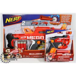 NERF MEGA BULLDOG WITH NERF MEGA BIGSHOT.