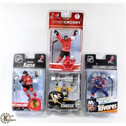 LOT OF 4 ASSORTED NHL HOCKEY FIGURES ON CHOICE