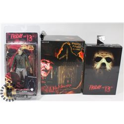 LOT OF 3 HORROR, 2 JASON VORHEES ACTION FIGURE