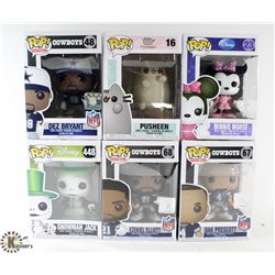 LOT OF 6 ASSORTED FUNKO POP VINYL FIGURES.
