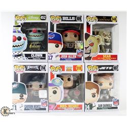 LOT OF 6 ASSORTED FUNKO POP VINYL FIGURES.