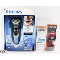 BAG WITH PHILIPS AQUA TOUCH SHAVER AND MOISTURIZER