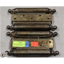HEAVY ANTIQUE BRASS SALOON DOOR HINGES DOUBLE