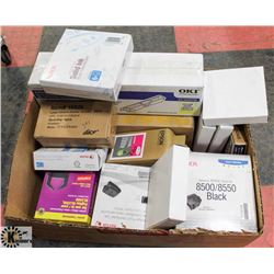 LARGE BOX OF ASSORTED PRINTER CARTRIDGES.