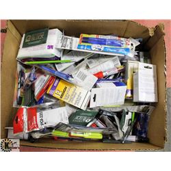 LARGE BOX OF ASSORTED OFFICE SUPPLIES.