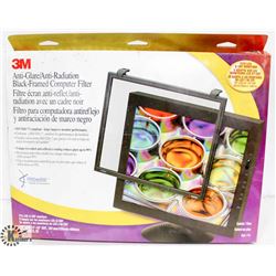 3M ANTI-GLARE BLACK FRAMED COMPUTER FILTER. FITS
