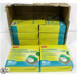 8 BOXES OF STAPLES DISC ENVELOPES. 12.7CM X 12.7CM