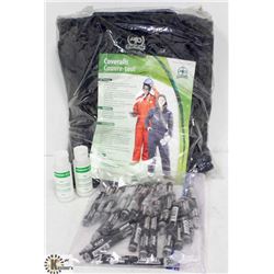 LOT OF MISC INCLUDING SIZE 46 COVERALLS, CARPENTRY