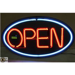 NEON OPEN SIGN, APPROX 34X20 INCHES