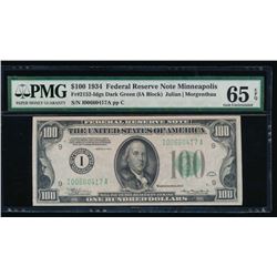 1934 $100 Minneapolis Federal Reserve Note PMG 65EPQ