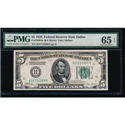 1928 $5 Dallas Federal Reserve Note PMG 65EPQ