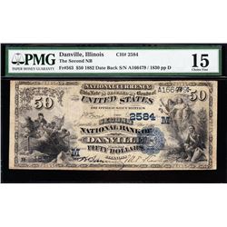 1882 $50 Danville National Bank Note PMG 15