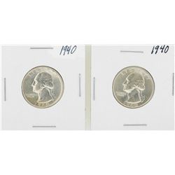 Lot of (2) 1940 Washington Quarter Coins