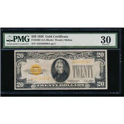 1928 $20 Gold Certificate PMG 30