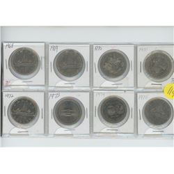page of 8 $1.00 coins