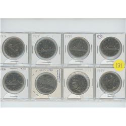 page of 8 $1.00 coins