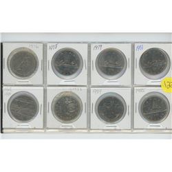 page of 8 $1.00 coins