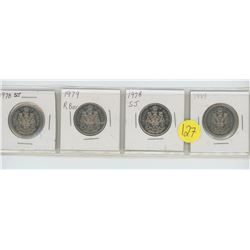 4 Canadian 50 cent coins