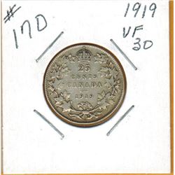 1919 CANADIAN 25 CENT COIN