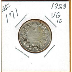 1928 CANADIAN 25 CENT COIN