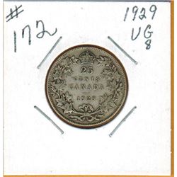 1929 CANADIAN 25 CENT COIN