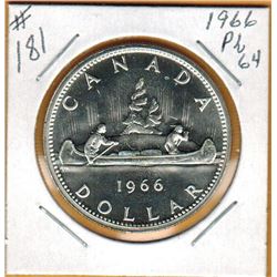 1966 CANADIAN SILVER DOLLAR - PL64