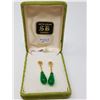 Image 1 : EARRINGS (LONG LIFE GOLD TONE & NEPHRITE)