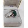 Image 2 : SILVER MALACHITE RING (SIZE 9.5)