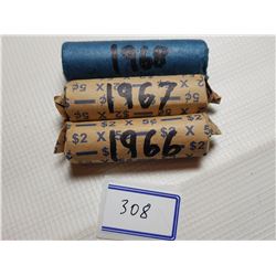 1966, 1967, 1968 FULL ROLLS OF 5 CENT CANADA COINS