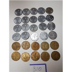5 CENT CANADA COINS (10-1943, 10-1944, 10-1945)