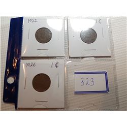 1 CENT COINS (1922, 1924, 1926)