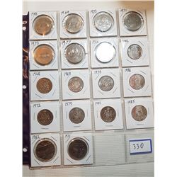 18 DIFFERENT 50 CENT AND $1 CANADA COINS