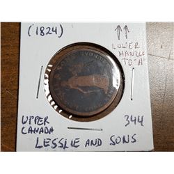 1824 UPPER CANADA LESSLIE AND SONS HALF PENNY