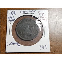 1814 LOWER CANADA LARGE SHIELD HALF PENNY EAGLE