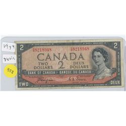 1954 TWO DOLLAR BILL (DEVILS FACE)