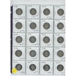 LOT OF TWENTY FIFTY CENT COINS (VARIOUS YEARS) 1918-2019