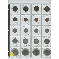 LOT OF TWENTY ASSORTED COINS (VARIOUS YEARS) 1859-1985