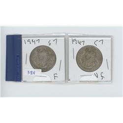 TWO 1947 50 CENT PIECES