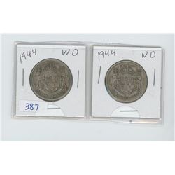 TWO 1944 50 CENT PIECES
