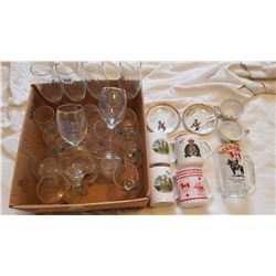 LOT OF RCMP GLASSES AND MUGS