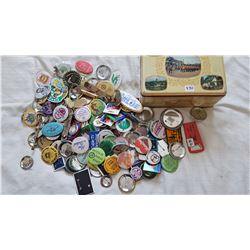 LOT OF BUTTONS, OPENERS AND PATCHES