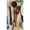 Image 2 : ENAMEL WARE AND 3 OLD CAST SERVING SPOONS