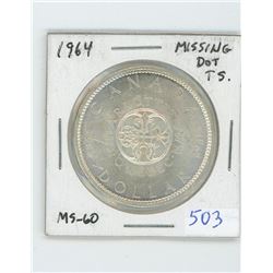 1964Missing Dot MS CANADIAN DOLLAR