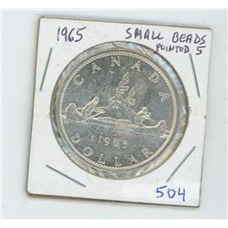 1965 SMALL BEAD P5-AU CANADIAN DOLLAR