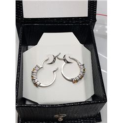 SILVER NATURAL CITRINE CZ EARRINGS (MSRP $120)