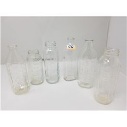 6 VINTAGE GLASS BABY BOTTLES