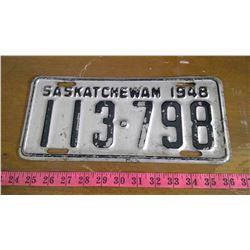 1948 SASKATCHEWAN LICENSE PLATE