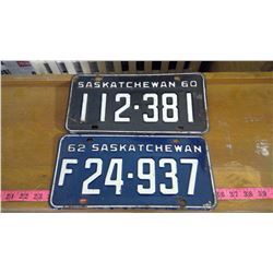 1960 & 1962 SASKATCHEWAN LICENSE PLATES